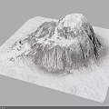 Snowy Mountain Terrain 3D Model with Square Base and Detailed Surface 3d model