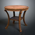 Classic Round Wooden Side Table With Curved Legs And Lower Shelf Design