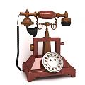 Vintage Wooden Telephone With Brass Accents And Rotary Dial Design