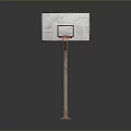 Standalone Basketball Backboard With Red Hoop And Metal Support Pole