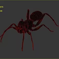 Detailed Black Ant 3D Model With Long Brown Legs On Dark Background