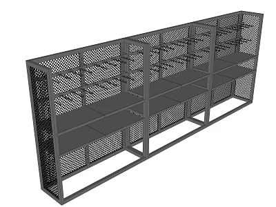 Black Metal Grid Design Multi Tier Open Structure Retail Display Shelf 3d model