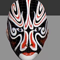 Artistic Peking Opera Mask Featuring Black White Red Intricate Facial Patterns