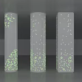 Three Gray Columns With Green Glowing Dots Surface Pattern Design 3d model