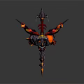 Demonic Game Character With Red Body Horned Helmet Purple Wings And Sharp Claws