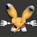 Game Movie Yellow Fox Character Standing With Two Tails Red Shoes And White Gloves
