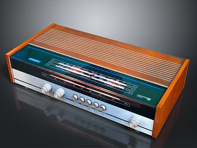 Vintage Pioneer Radio Electronic Appliance With Wooden Case Knobs And Tuning Dial 3d model