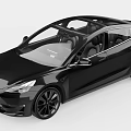 Modern Black Tesla Sedan With Sleek Design Black Wheels And Sunroof
