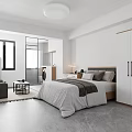Modern Apartment Bedroom With Bed Sofa Wardrobe And Large Windows