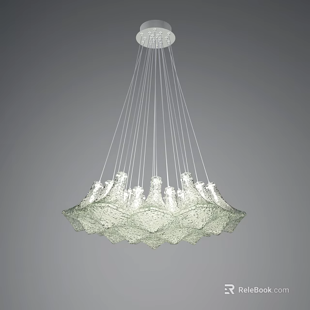 Modern Transparent Glass Chandelier With Delicate Hanging Elements And Elegant Design 3d model