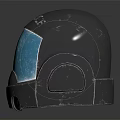 Black Police Helmet With Blue Visor And Protective Design For Safety