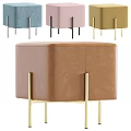 Modern Sofa Stools In Green Brown Gray With Velvet Upholstery And Golden Black Metal Legs