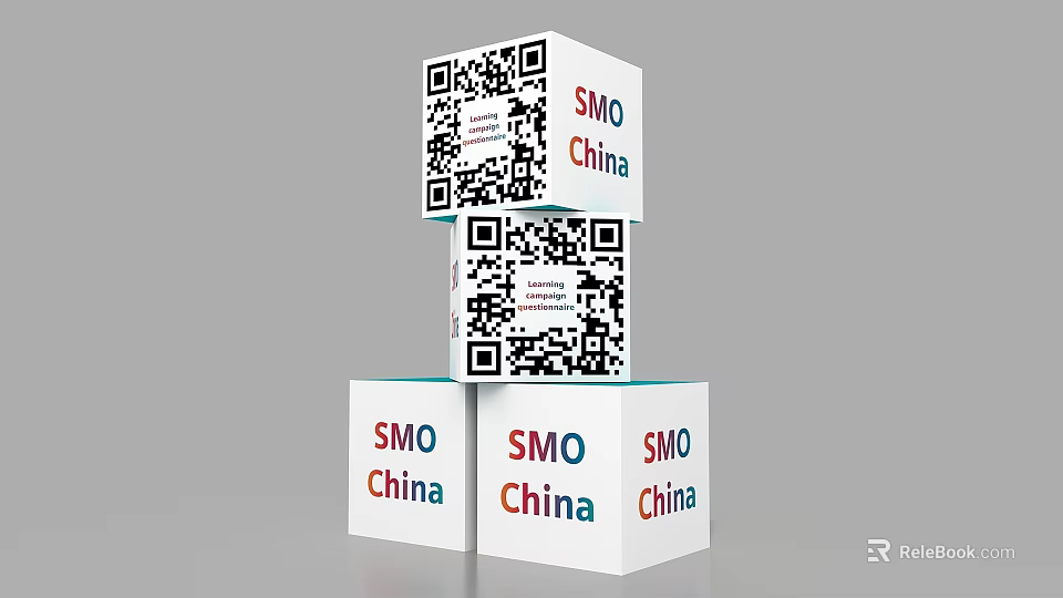 SMO China White Cubes Stacked With Multiple QR Codes Display Design 3d model 