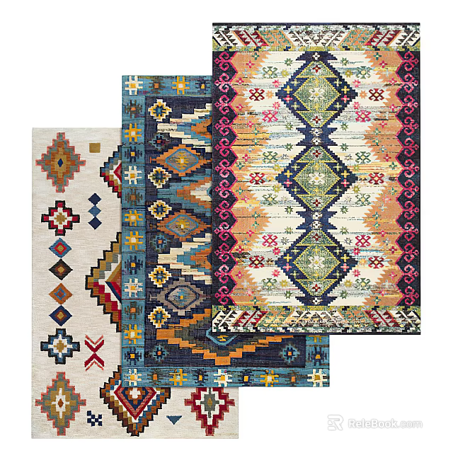 Colorful Square Rugs With Unique Geometric Patterns For Home Decor 3d model