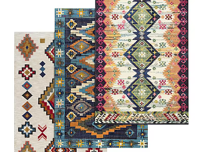 Colorful Square Rugs With Unique Geometric Patterns For Home Decor 3d model