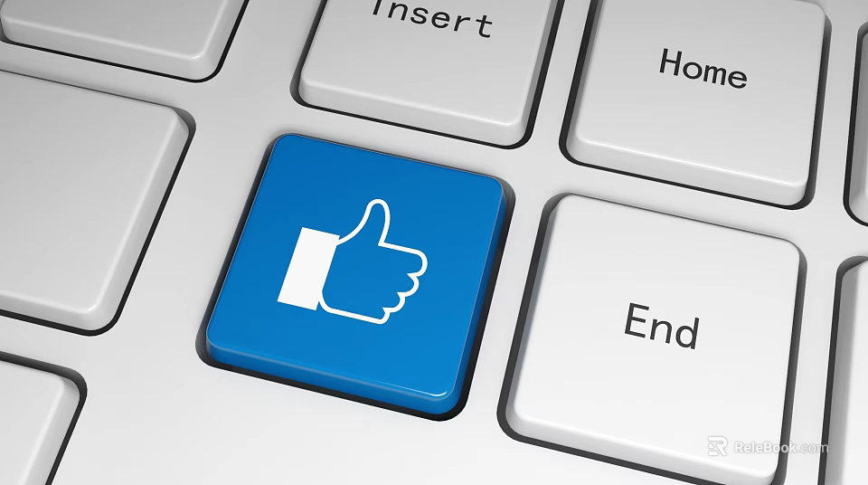Blue Thumbs Up Key On Computer Keyboard With Insert Home End Buttons 3d model 