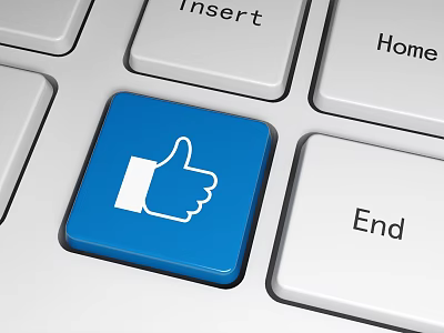 Blue Thumbs Up Key On Computer Keyboard With Insert Home End Buttons 3d model