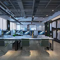 Modern Front Desk Reception Area Design With Marble Background Wall And Company Logo