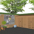 Courtyard Garden With Wooden Fence Flagstone Patio Trees And Potted Plants