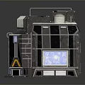 Sturdy Industrial Metallic Device With Control Panel Display Screen And Structural Ladder Platform