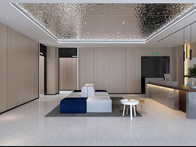 SPA Sauna Modern Interior Design With Reception Area Sofa And Front Desk 3d model