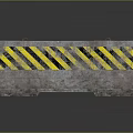 Concrete Traffic Barrier With Yellow Black Diagonal Stripes For Road Safety Control