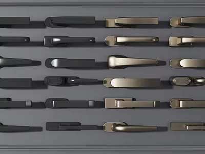 Stylish Modern and Classic Metal Door Handles with Various Designs for Home 3d model