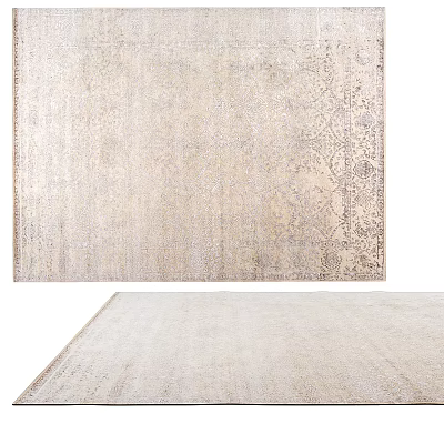 Beige Square Rug With Intricate Traditional Pattern And Soft Plush Texture For Living Room 3d model