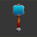 Colorful Decorative Hammer With Blue Head Orange Red Handle And Metallic Accents