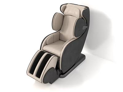 Modern Beige and Dark Gray Massage Chair with Ergonomic Backrest and Leg Support 3d model