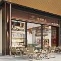 Chic Pastry Shop Storefront With Outdoor Seating And Dessert 3d model