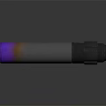 Futuristic Modern Cylindrical Weapon With Purple Black Metallic Finish And Shiny Gradient Surface