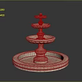 Three Tier Decorative Stone Fountain With Circular Base And Ornate Design