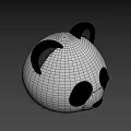 Cute Panda Head 3D Model with Black Ears and Round Black Eyes 3d model