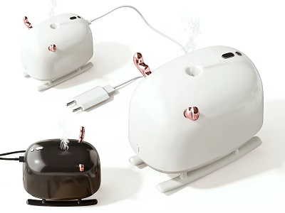 Smart Humidifiers With White Black Copper Accent USB Powered Steam Function Compact Design 3d model
