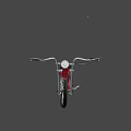 Red Motorcycle With Headlight Black Seat Silver Engine And Exhaust Pipe 3d model