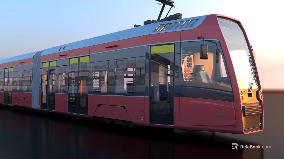 Modern Pink And Silver Metro Train With Large Windows And Sleek Exterior Design 3d model 