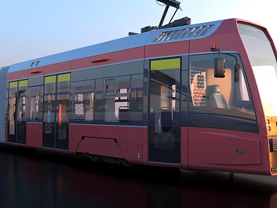 Modern Pink And Silver Metro Train With Large Windows And Sleek Exterior Design 3d model