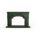Green Fireplace Mantel With Intricate Carved Patterns And Classical Style Design 3d model