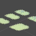 Four Green Grass Patches Arranged On Gray Background With Natural Green Color