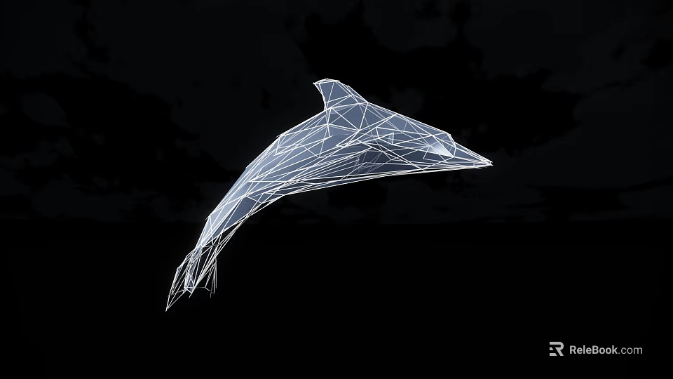 Decorative Ornament Combination with Geometric Line Dolphin Sculpture White Modern Minimalist Home Decor Accent 3d model 