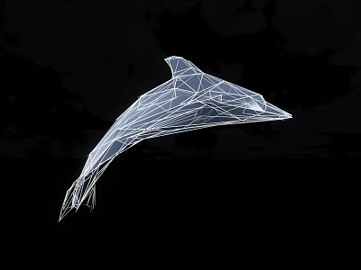 Decorative Ornament Combination with Geometric Line Dolphin Sculpture White Modern Minimalist Home Decor Accent 3d model