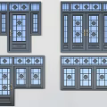 Stylish Casement Windows With Decorative Diamond Glass Patterns Dark Frames And Styles 3d model