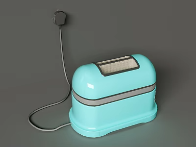Light Blue Modern Kitchen Toaster Appliance With Compact Design And Power Cord 3d model