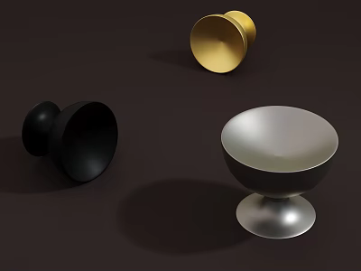 Stylish Black Gold And Silver Metallic Door Handles In Modern Contemporary Design 3d model