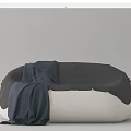 Soft Gray And White Lazy Sofa With Cozy Blanket For Comfortable Lounge 3d model