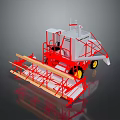 Red And White Industrial Combine Harvester With Operator Cabin Yellow Wheels Reaping Mechanism