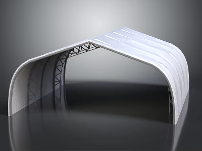 Contemporary Arch Shaped Furniture With Black Metal Frame And White Panels 3d model