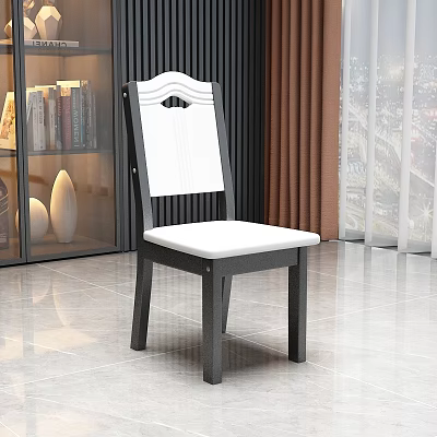 Modern Dining Chair With White Wave Design Backrest And Dark Legs In Bright Living Space 3d model