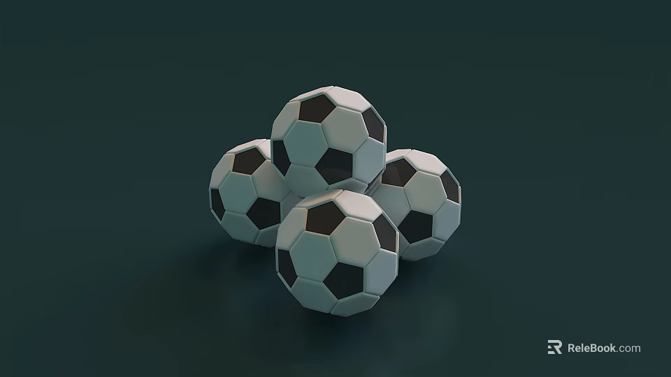Sports Equipment Featuring Four Stacked Classic Black And White Footballs 3d model 
